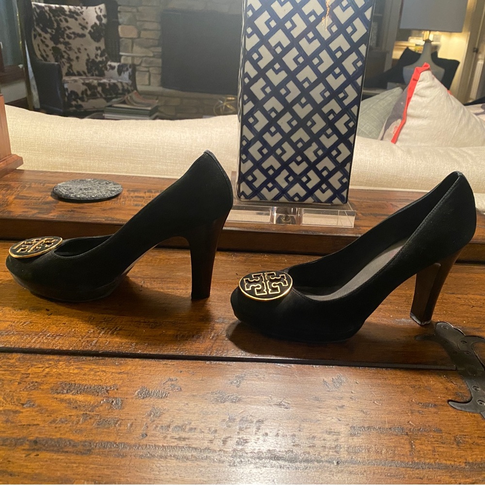 Tori Burch black suede heels